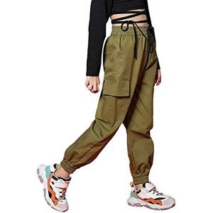 Rolanko Pantalon Cargo Enfant Fille Pantalon de Jogging pour Filles Hip Hop Street Dancewear Costume 4-15 Ans(Armée Verte,11-12 ans/160) - Publicité