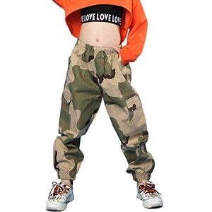 Rolanko Pantalon Cargo Enfant Fille Pantalon de Jogging pour Filles Hip Hop Street Dancewear Costume 4-15 Ans(Camouflage,13-15 ans/170) - Publicité