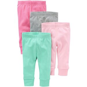 Simple Joys by Carter's 4-Pack Infant-and-Toddler-Pants, Vert Menthe/Rose/Gris, Prématuré (Lot de 4) bébés Filles - Publicité