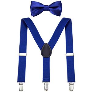 DonDon Ensemble Bretelles et noeud papillon garçon bleu élastique et longueur ajustable pour enfants de 1 à 8 ans - Publicité DonDon Ensemble Bretelles et noeud papillon garçon bleu élastique et longueur ajustable pour enfants de 1 à 8 ans - Publicité