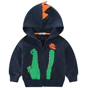 LitBud Petits Garçonss sweat à capuche pour Garçon Bambin Dessin animé Dinosaure Crocodile Fermeture éclair Noël veste Automne Manteau Bleu 1-2 Ans 2T - Publicité