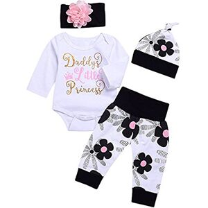 Juflam mignon nouveau né enfant Bébé fille costume papa petite princesse haut + Floral pantalons + chapeau + bandeau Floral Set de 4 pièces (Blanc, 12-18 mois) - Publicité Juflam mignon nouveau né enfant Bébé fille costume papa petite princesse haut + Floral pantalons + chapeau + bandeau Floral Set de 4 pièces (Blanc, 12-18 mois) - Publicité