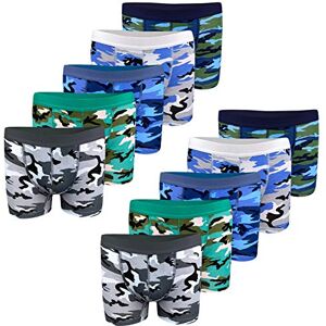 LOREZA ® 10 Boxers pour garçon en Coton Motifs Camouflage modèle 1 Lot de 10-10-11 Ans - Publicité