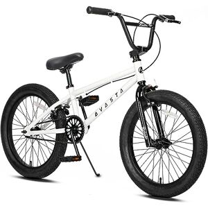 AVASTA Freestyle Vélo BMX pour enfants de 6 7 8 9 10 11 12 13 14 ans Garçons Filles Garçon Adulte et Conducteur de niveau débutant avec 4 chevilles Blanc Noir/vert - Publicité