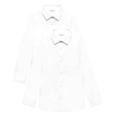 Marks & Spencer Lot de 2 Chemises garçons Coupe cintrée sans Repassage, idéales pour l’école (du 2 au 18 Ans) Blanc 11-12 Ans - Publicité Marks & Spencer Lot de 2 Chemises garçons Coupe cintrée sans Repassage, idéales pour l’école (du 2 au 18 Ans) Blanc 11-12 Ans - Publicité