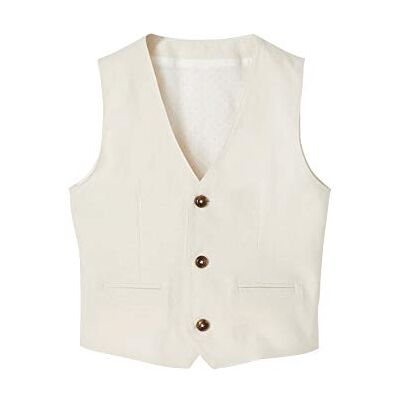 VERTBAUDET Veste Sans Manches de Cérémonie Garçon en Coton beige clair 6A - Publicité VERTBAUDET Veste Sans Manches de Cérémonie Garçon en Coton beige clair 6A - Publicité