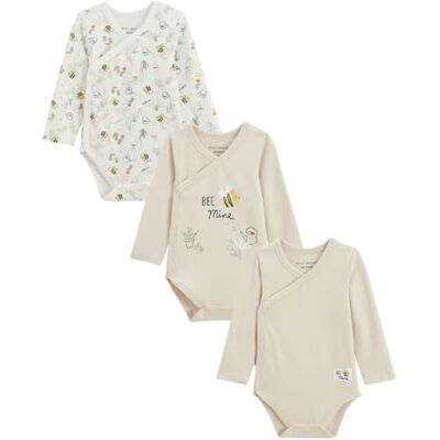 Petit Béguin Lot de 3 Bodies bébé Manches Longues Ouverture croisée Eden - Publicité Petit Béguin Lot de 3 Bodies bébé Manches Longues Ouverture croisée Eden - Publicité