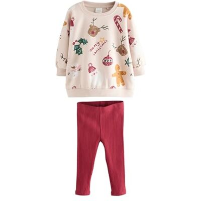 NEXT Fille Ensemble legging et sweat Beige/Red Christmas Print 9 Mois-12 Mois - Publicité NEXT Fille Ensemble legging et sweat Beige/Red Christmas Print 9 Mois-12 Mois - Publicité