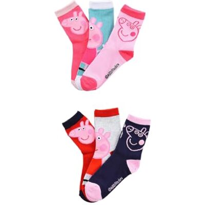 Peppa Pig Pig Lot de 6 paires de chaussettes pour fille avec motif Chaussettes en coton pour enfants - Publicité Peppa Pig Pig Lot de 6 paires de chaussettes pour fille avec motif Chaussettes en coton pour enfants - Publicité