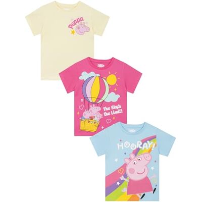 Peppa Pig Lot de 3 T Shirt Enfant, Tee Shirt Fille, Vêtements Fille avec Peppa, George et Evie - Publicité Peppa Pig Lot de 3 T Shirt Enfant, Tee Shirt Fille, Vêtements Fille avec Peppa, George et Evie - Publicité