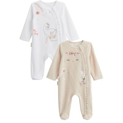 Petit Béguin Lot de 2 pyjamas bébé en velours ouverture zippée Perle - Publicité Petit Béguin Lot de 2 pyjamas bébé en velours ouverture zippée Perle - Publicité