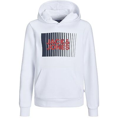 Jack & Jones Junior Sweat à Capuche Jjecorp Play Noos JNR pour garçon, Blanc, 140 cm - Publicité Jack & Jones Junior Sweat à Capuche Jjecorp Play Noos JNR pour garçon, Blanc, 140 cm - Publicité