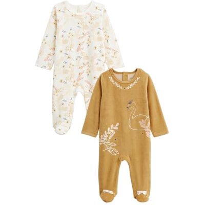 Petit Béguin Lot de 2 Pyjamas bébé en Velours Swan - Publicité Petit Béguin Lot de 2 Pyjamas bébé en Velours Swan - Publicité