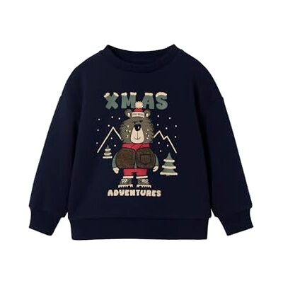 VERTBAUDET Sweat Garçon Noël Motif Ours Col Rond Molleton Marine 10A - Publicité VERTBAUDET Sweat Garçon Noël Motif Ours Col Rond Molleton Marine 10A - Publicité