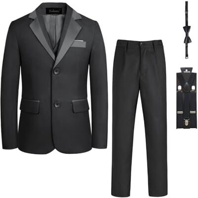 LOLANTA Costume Mariage Garcon, Smoking Cérémonie Enfant 5 Pièces, 2-15 Ans Veste Gilet Pantalon Nœud Papillon & Bretelles, Pour Mariage, Baptême & Communion - Publicité LOLANTA Costume Mariage Garcon, Smoking Cérémonie Enfant 5 Pièces, 2-15 Ans Veste Gilet Pantalon Nœud Papillon & Bretelles, Pour Mariage, Baptême & Communion - Publicité