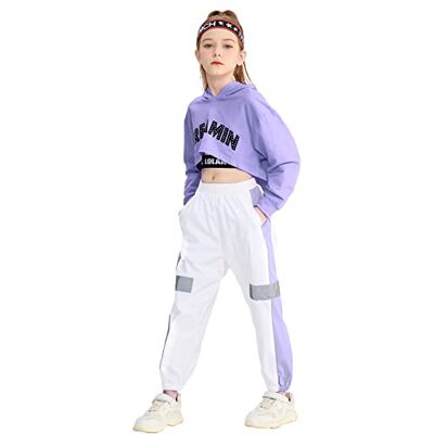 LOLANTA 3Pcs Filles Costume de Danse Hip-hop Enfants vêtements de Danse de Rue Ensemble Court Sweat à Capuche, débardeur, Pantalon réfléchissant (8-9 Ans, Violet) - Publicité LOLANTA 3Pcs Filles Costume de Danse Hip-hop Enfants vêtements de Danse de Rue Ensemble Court Sweat à Capuche, débardeur, Pantalon réfléchissant (8-9 Ans, Violet) - Publicité