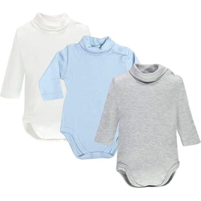Ellepi body bebe col roulé mois bébé enfant manche longue (Blanc ciel gris, 9 mois) - Publicité Ellepi body bebe col roulé mois bébé enfant manche longue (Blanc ciel gris, 9 mois) - Publicité
