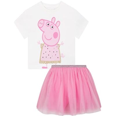 Peppa Pig T-shirt Fille Et Jupe, 2 Pièces Ensemble Tshirt Et Tutu Enfant, Vetement Fille, Rose 18-24 Mois - Publicité Peppa Pig T-shirt Fille Et Jupe, 2 Pièces Ensemble Tshirt Et Tutu Enfant, Vetement Fille, Rose 18-24 Mois - Publicité
