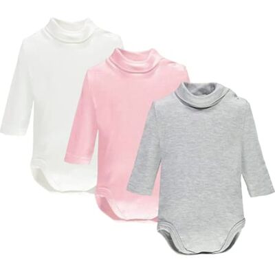 Ellepi body bebe col roulé mois bébé enfant manche longue (Blanc rose gris, ans) - Publicité Ellepi body bebe col roulé mois bébé enfant manche longue (Blanc rose gris, ans) - Publicité