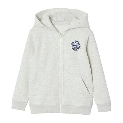 VERTBAUDET Sweat Garçon Zippé à Capuche Motif Poitrine Doublé Blanc chiné 10A - Publicité VERTBAUDET Sweat Garçon Zippé à Capuche Motif Poitrine Doublé Blanc chiné 10A - Publicité