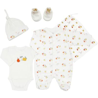 Trois Kilos Sept Kit Naissance Vêtements Bébé Ensemble Unisexe avec Pyjama, Body, Bonnet, Chaussons et Moufles Sac de Rangement Inclus - Publicité Trois Kilos Sept Kit Naissance Vêtements Bébé Ensemble Unisexe avec Pyjama, Body, Bonnet, Chaussons et Moufles Sac de Rangement Inclus - Publicité