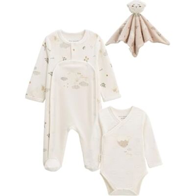Petit Béguin Kit naissance 3 pièces pyjama, body et doudou bébé Câlins - Publicité Petit Béguin Kit naissance 3 pièces pyjama, body et doudou bébé Câlins - Publicité