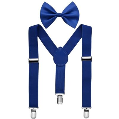 Miobo Bretelles unisexes avec nœud papillon pour enfants : élégantes et pratiques, avec trois clips, bleu, S - Publicité Miobo Bretelles unisexes avec nœud papillon pour enfants : élégantes et pratiques, avec trois clips, bleu, S - Publicité