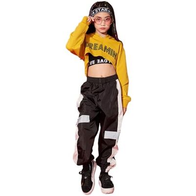 LOLANTA 3Pcs Filles Costume de Danse Hip-hop Enfants vêtements de Danse de Rue Ensemble Court Sweat à Capuche, débardeur, Pantalon réfléchissant (10-11 Ans, Jaune) - Publicité LOLANTA 3Pcs Filles Costume de Danse Hip-hop Enfants vêtements de Danse de Rue Ensemble Court Sweat à Capuche, débardeur, Pantalon réfléchissant (10-11 Ans, Jaune) - Publicité