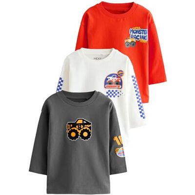 NEXT Garçon T-Shirt Manches Longues imprimé, Lot de 3 Coupe standard, 100 % coton - Publicité NEXT Garçon T-Shirt Manches Longues imprimé, Lot de 3 Coupe standard, 100 % coton - Publicité