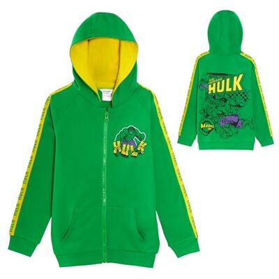 Marvel L'Incroyable Hulk Avengers Sweat à capuche pour garçon avec fermeture éclair léger, Vert/jaune, 7-8 ans - Publicité Marvel L'Incroyable Hulk Avengers Sweat à capuche pour garçon avec fermeture éclair léger, Vert/jaune, 7-8 ans - Publicité