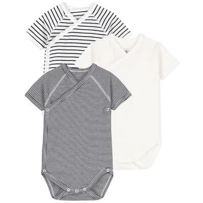Petit Bateau Lot De 3 Bodies Croisés Manches Courtes Rayures Bébé En Coton, Variante 1, 12 Mois - Publicité Petit Bateau Lot De 3 Bodies Croisés Manches Courtes Rayures Bébé En Coton, Variante 1, 12 Mois - Publicité