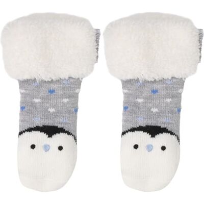 Isotoner Chaussettes anti-dérapantes mixte enfant pingouin maille, 31/35, gris chiné - Publicité Isotoner Chaussettes anti-dérapantes mixte enfant pingouin maille, 31/35, gris chiné - Publicité