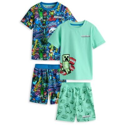 NEXT Garçon Pyjama Short Minecraft sous Licence, Lot de 2 100 % coton, T-shirts à manches courtes, Short à enfiler - Publicité NEXT Garçon Pyjama Short Minecraft sous Licence, Lot de 2 100 % coton, T-shirts à manches courtes, Short à enfiler - Publicité