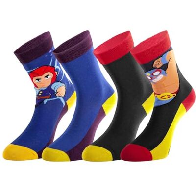FREEGUN Chaussette Enfant Brawl Star, Chaussettes Garçon Coton (Lot de 4) - Publicité FREEGUN Chaussette Enfant Brawl Star, Chaussettes Garçon Coton (Lot de 4) - Publicité