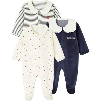VERTBAUDET Lot de 3 Pyjamas Bébé Fille en Velours Coeurs - Publicité VERTBAUDET Lot de 3 Pyjamas Bébé Fille en Velours Coeurs - Publicité