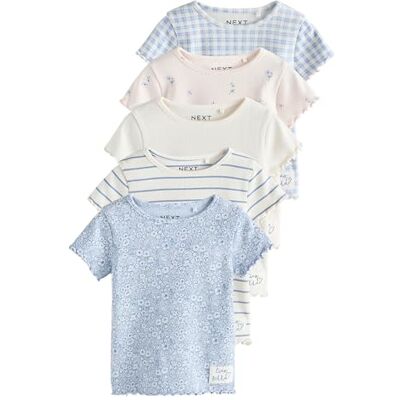 NEXT Fille Lot de 5 t-Shirts à Manches Courtes Tissu stretch et doux finement côtelé avec bord ondulé, Imprimés ludiques, Short assorti disponible - Publicité NEXT Fille Lot de 5 t-Shirts à Manches Courtes Tissu stretch et doux finement côtelé avec bord ondulé, Imprimés ludiques, Short assorti disponible - Publicité