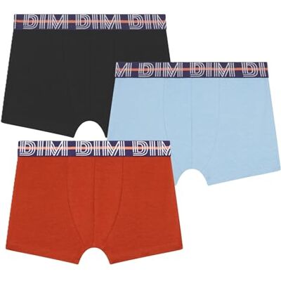 Lot de 3 boxers garçon Dim - Coton stretch - Taille 12 - Bleu/Rouge - Publicité Lot de 3 boxers garçon Dim - Coton stretch - Taille 12 - Bleu/Rouge - Publicité