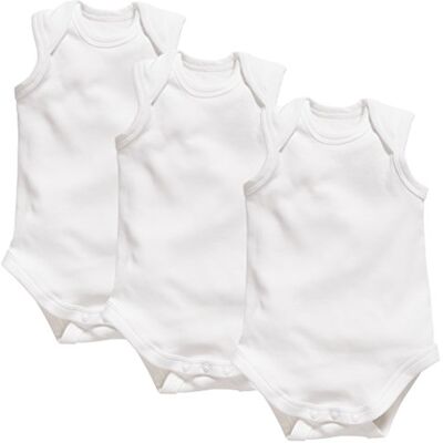 Playshoes Schnizler Body Ohne Arm 3er Pack uni, Blanc (Weiß 1), 62 (Taille Fabricant: 62/68) Mixte bébé - Publicité Playshoes Schnizler Body Ohne Arm 3er Pack uni, Blanc (Weiß 1), 62 (Taille Fabricant: 62/68) Mixte bébé - Publicité