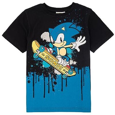 Sonic The Hedgehog Kids T-Shirt Boys Character Skating Black Top - Publicité Sonic The Hedgehog Kids T-Shirt Boys Character Skating Black Top - Publicité
