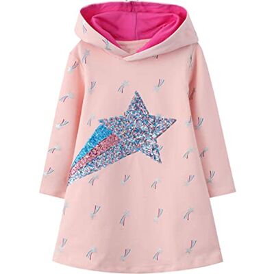 JinBei Sweats à Capuche Fille Robe à Capuche Enfant Paillettes Rose Etoile Sweatshirt Pull Manches Longues Coton Paillettes Etoile Hoodie Robes Décontractée Automne Hiver Vetement 5-6 Ans - Publicité JinBei Sweats à Capuche Fille Robe à Capuche Enfant Paillettes Rose Etoile Sweatshirt Pull Manches Longues Coton Paillettes Etoile Hoodie Robes Décontractée Automne Hiver Vetement 5-6 Ans - Publicité