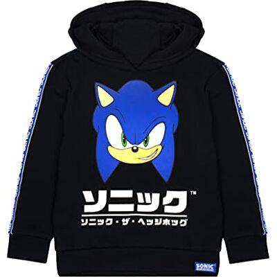 Sonic The Hedgehog Sweat à Capuche pour Enfants Pull Noir Gamer Japonais - Publicité Sonic The Hedgehog Sweat à Capuche pour Enfants Pull Noir Gamer Japonais - Publicité