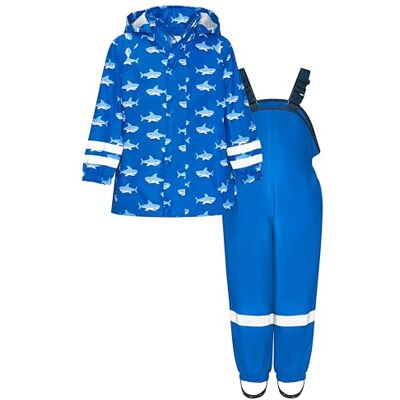 Playshoes Regen-Set Hai Allover Manteau, Bleu (Blau 7), 128 Garçon - Publicité Playshoes Regen-Set Hai Allover Manteau, Bleu (Blau 7), 128 Garçon - Publicité
