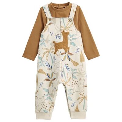 Petit Béguin Ensemble salopette bébé en molleton et t-shirt Lamascotte - Publicité Petit Béguin Ensemble salopette bébé en molleton et t-shirt Lamascotte - Publicité