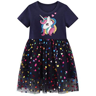 JinBei Robes Fille Paillettes en Tulle Enfant Coton, 6-7 Ans, Marine - Publicité JinBei Robes Fille Paillettes en Tulle Enfant Coton, 6-7 Ans, Marine - Publicité