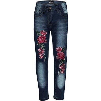 A2Z 4 Kids Jeans Extensibles pour Filles Pantalon en Denim Brodé De Roses Girls Jeans JN26 Dark Blue 9-10 - Publicité A2Z 4 Kids Jeans Extensibles pour Filles Pantalon en Denim Brodé De Roses Girls Jeans JN26 Dark Blue 9-10 - Publicité