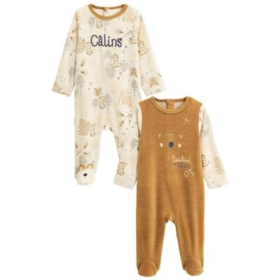 Petit Béguin Lot de 2 Pyjamas bébé en Velours Constellation - Publicité Petit Béguin Lot de 2 Pyjamas bébé en Velours Constellation - Publicité