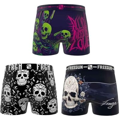 FREEGUN Lot de 3 Boxers Microfibre Garçon Premium (12-14 Ans, B06 Skull) - Publicité FREEGUN Lot de 3 Boxers Microfibre Garçon Premium (12-14 Ans, B06 Skull) - Publicité