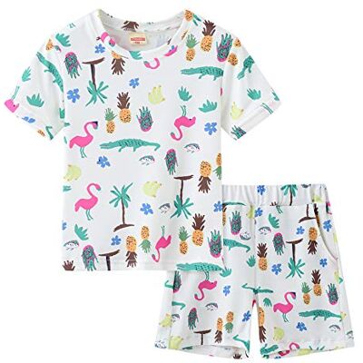 Morbuy Enfants Ensembles de Pyjama, Garçons Fille Vêtement de Nuit d'été Col Rond Imprimé Dessins Animés Doux Coton Homewear Haut Manches Courtes et Shorts (Flamant,130cm) - Publicité Morbuy Enfants Ensembles de Pyjama, Garçons Fille Vêtement de Nuit d'été Col Rond Imprimé Dessins Animés Doux Coton Homewear Haut Manches Courtes et Shorts (Flamant,130cm) - Publicité
