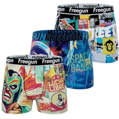 FREEGUN Boxer Enfant Street'Art, Caleçon Garçon Respirant, Stretch et Doux (Lot de 3), Bleu Taille 8 ans/10 Ans - Publicité FREEGUN Boxer Enfant Street'Art, Caleçon Garçon Respirant, Stretch et Doux (Lot de 3), Bleu Taille 8 ans/10 Ans - Publicité