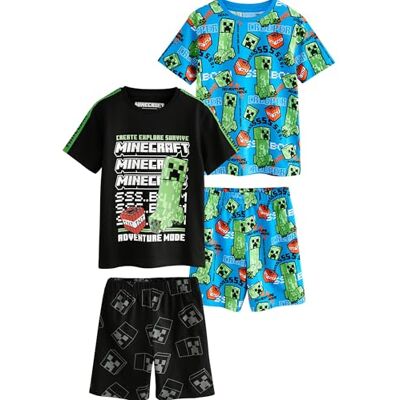 NEXT Garçon Pyjama Short Minecraft sous Licence, Lot de 2 100 % coton, T-shirts à manches courtes, Short à enfiler - Publicité NEXT Garçon Pyjama Short Minecraft sous Licence, Lot de 2 100 % coton, T-shirts à manches courtes, Short à enfiler - Publicité